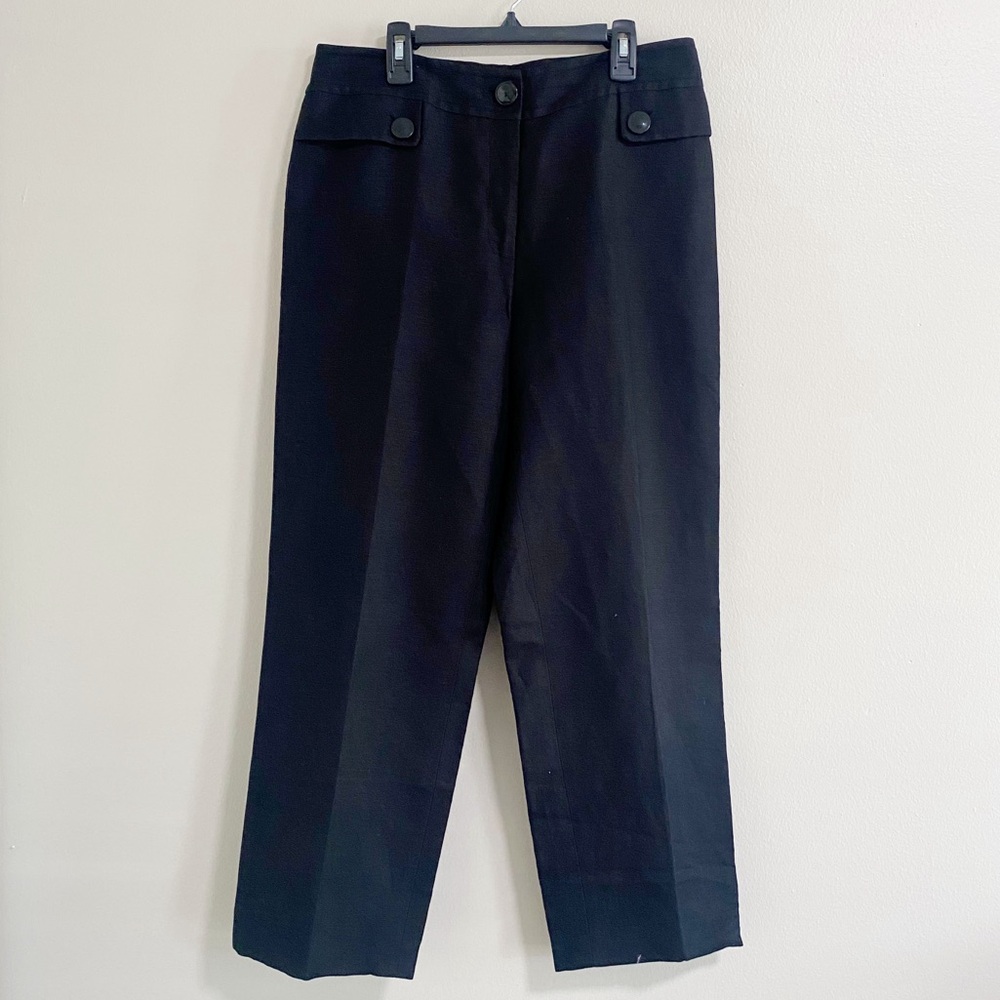 Kasper Wide Leg Black Linen Blend Trousers Pants Size 6